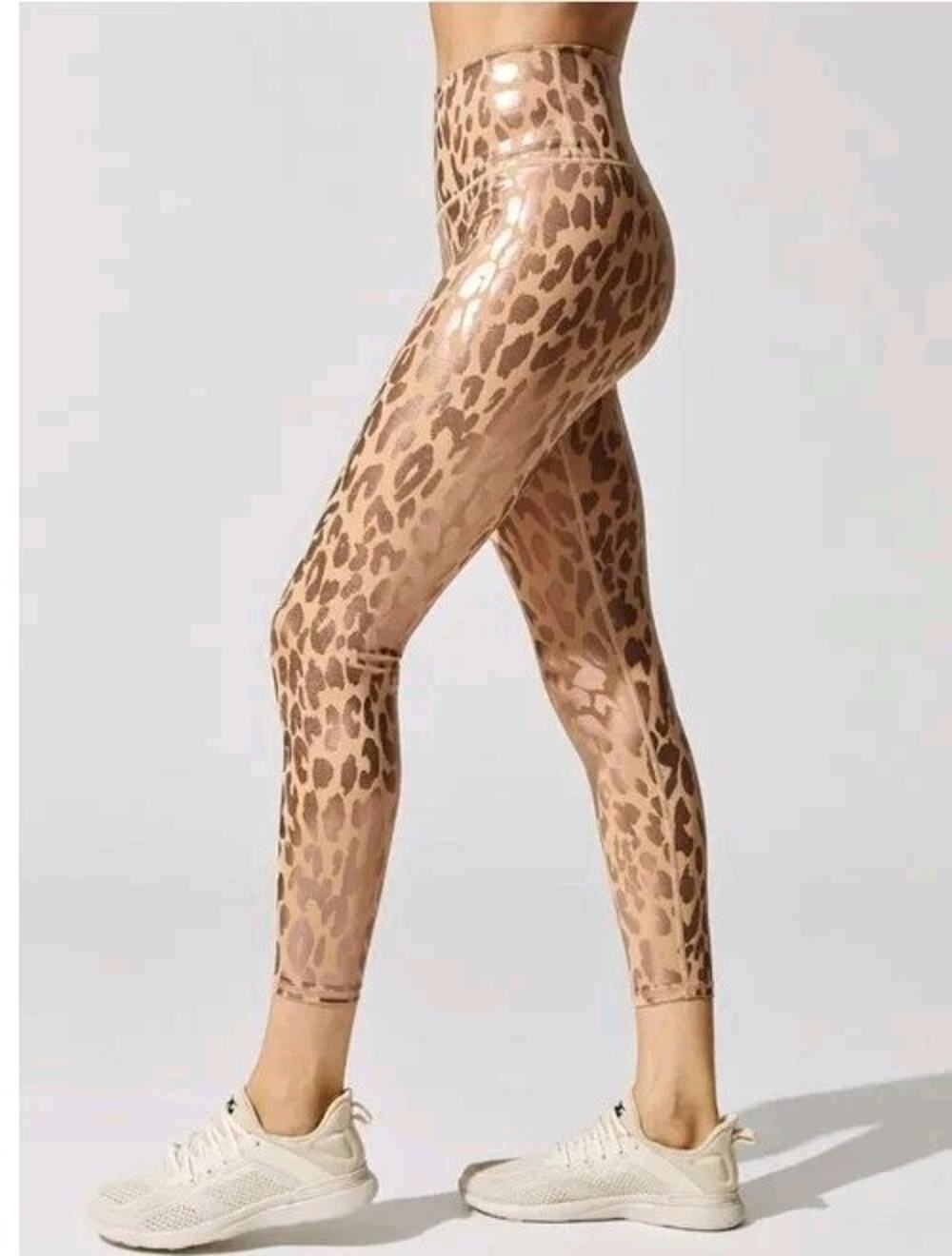 Carbon38 Leggings Medium Rose Gold Metallic Leopard 24.5" Inseam